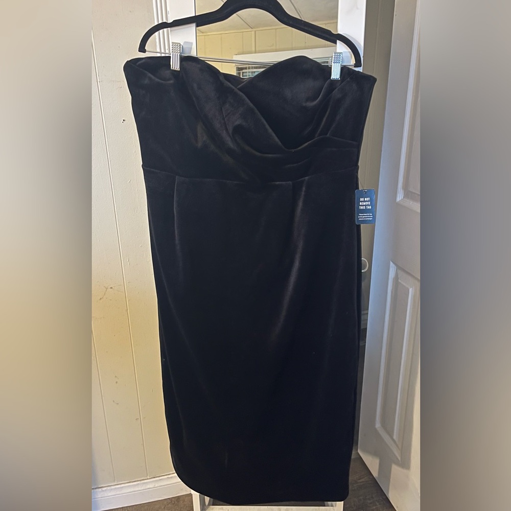 Strapless Black Velvet Cocktail Dress